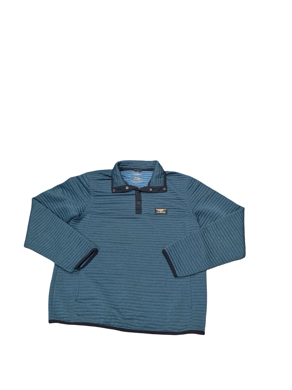 L.L. Bean Men’s Blue Quilted Snap Pullover with Contrast Trim